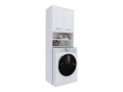 Armário para máquina de lavar, 2 armários, 180 x 64 x 30 cm, branco mate