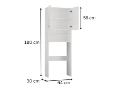 Armário para máquina de lavar, 30 x 64 x 180 cm, Branco Mate