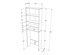 Armário para máquina de lavar roupa haaus Fyn, branco, 65 x 27 x 190 cm
