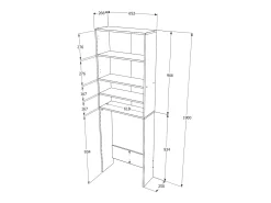 Armário para máquina de lavar roupa haaus Fyn, Betão/Branco, 65 x 27 x 190 cm