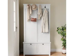 Armário para sapatos/corredor com ganchos - 100 x 50 x 180 cm - com 3 portas - MDF - branco