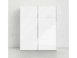 Armário Portlouis de 2 portas, mobiliário de quarto, roupeiro, roupeiro, 182x62 h220 cm, branco brilhante