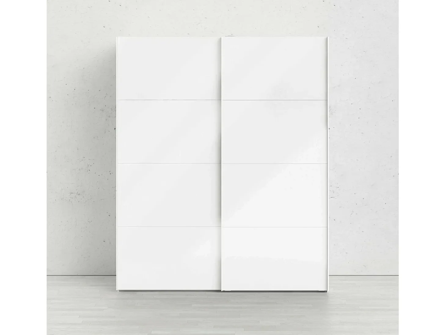 Armário Portlouis de 2 portas, mobiliário de quarto, roupeiro, roupeiro, 182x62 h220 cm, branco brilhante
