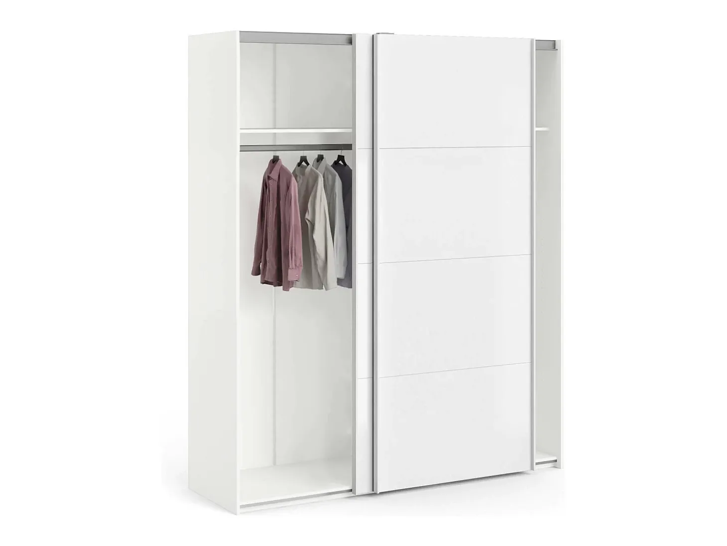 Armário Portlouis de 2 portas, mobiliário de quarto, roupeiro, roupeiro, 182x62 h220 cm, branco brilhante