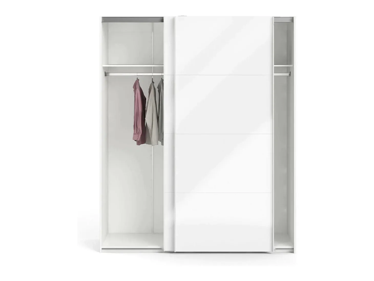 Armário Portlouis de 2 portas, mobiliário de quarto, roupeiro, roupeiro, 182x62 h220 cm, branco brilhante