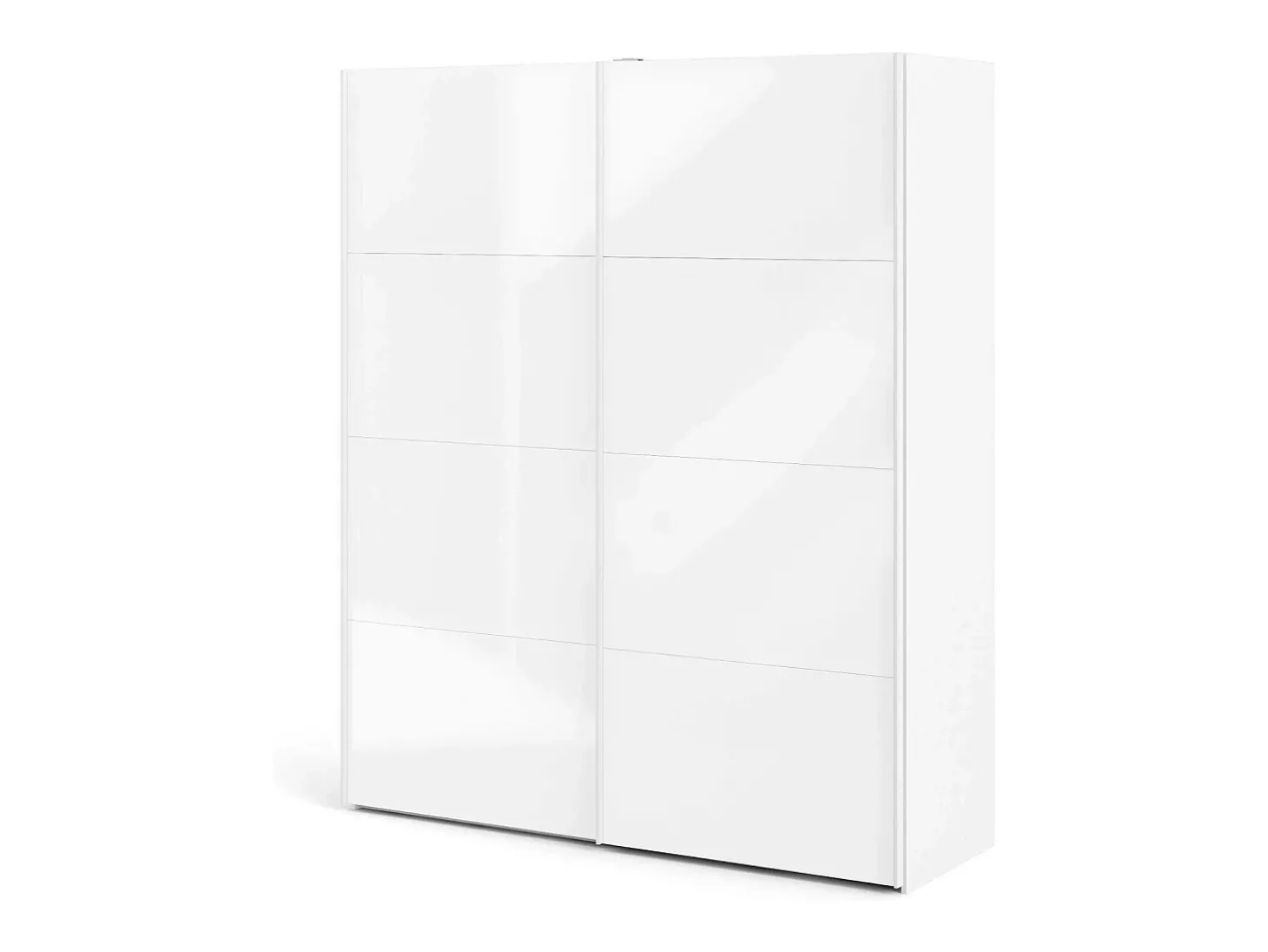 Armário Portlouis de 2 portas, mobiliário de quarto, roupeiro, roupeiro, 182x62 h220 cm, branco brilhante