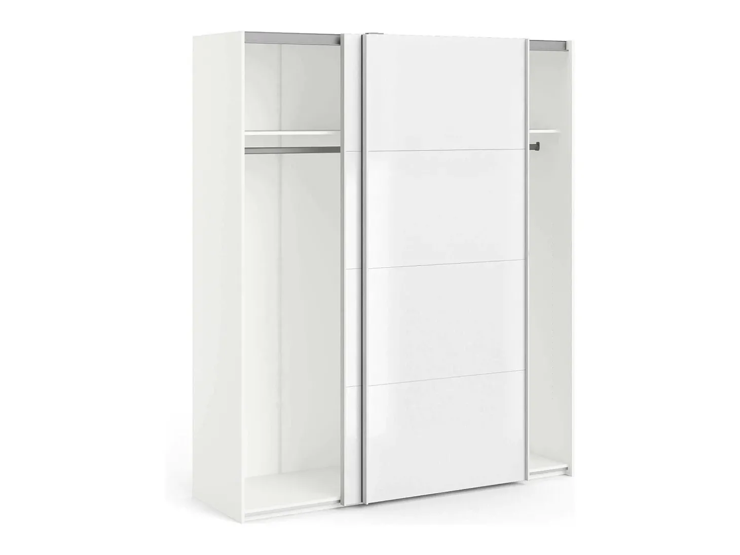 Armário Portlouis de 2 portas, mobiliário de quarto, roupeiro, roupeiro, 182x62 h220 cm, branco brilhante
