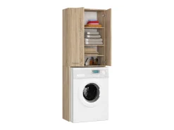 Armário Vertical de Lavanderia FIN 180 em Carvalho Sonoma, 2 Portas - Estrutura Laminada