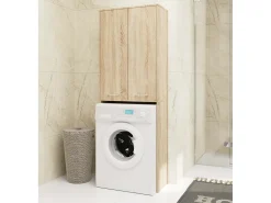 Armário Vertical de Lavanderia FIN 180 em Carvalho Sonoma, 2 Portas - Estrutura Laminada