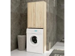 Armário Vertical de Lavanderia FIN 180 em Carvalho Sonoma, 2 Portas - Estrutura Laminada