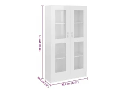 Armário vitrine derivados de madeira branco brilhante