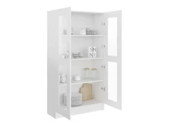 Armário vitrine derivados de madeira branco brilhante