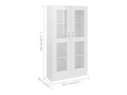 Armário vitrine derivados de madeira branco brilhante