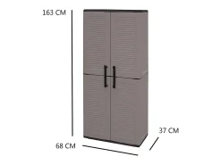 ArmáriosOu exterior Dambrosin, Armário de varanda, Armário multiuso com prateleiras, 100% Made in Italy, 68x37h163 cm, Cinza e Preto, Acabamento em linhas