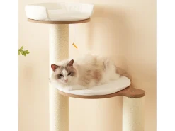 Arranhador para gatos 135 cm de altura - 3 plataformas - 1 casinha para gatos - branco