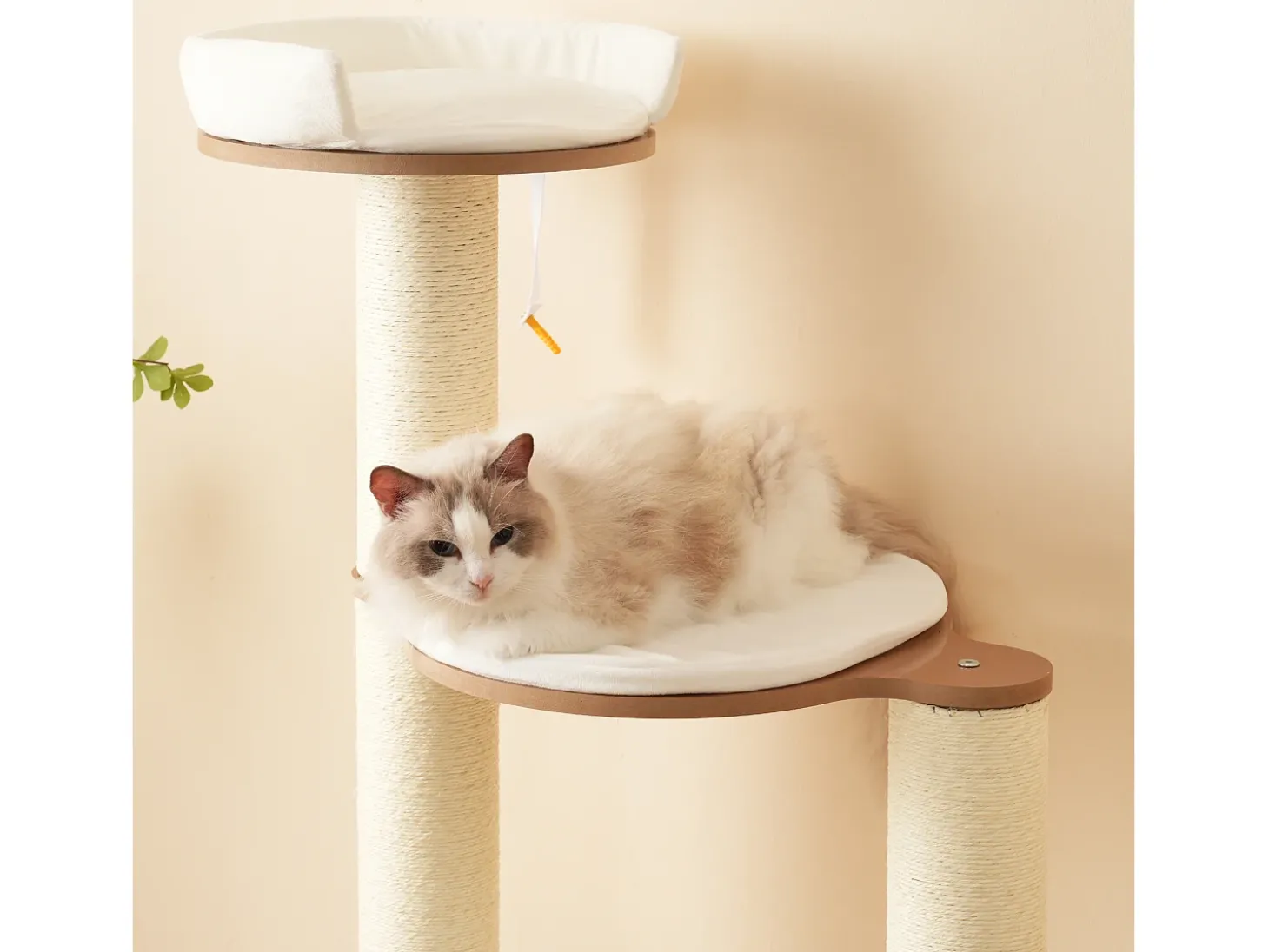 Arranhador para gatos 135 cm de altura - 3 plataformas - 1 casinha para gatos - branco