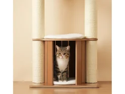 Arranhador para gatos 135 cm de altura - 3 plataformas - 1 casinha para gatos - branco