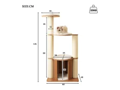Arranhador para gatos 135 cm de altura - 3 plataformas - 1 casinha para gatos - branco