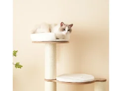Arranhador para gatos 135 cm de altura - 3 plataformas - 1 casinha para gatos - branco