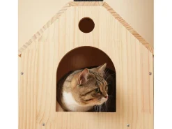 Arranhador para gatos 80×40×152 cm - com 4 plataformas - 2 casinhas para gatos - rolo para gatos - arranhador para gatos - natural