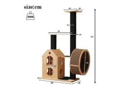Arranhador para gatos 80×40×152 cm - com 4 plataformas - 2 casinhas para gatos - rolo para gatos - arranhador para gatos - natural
