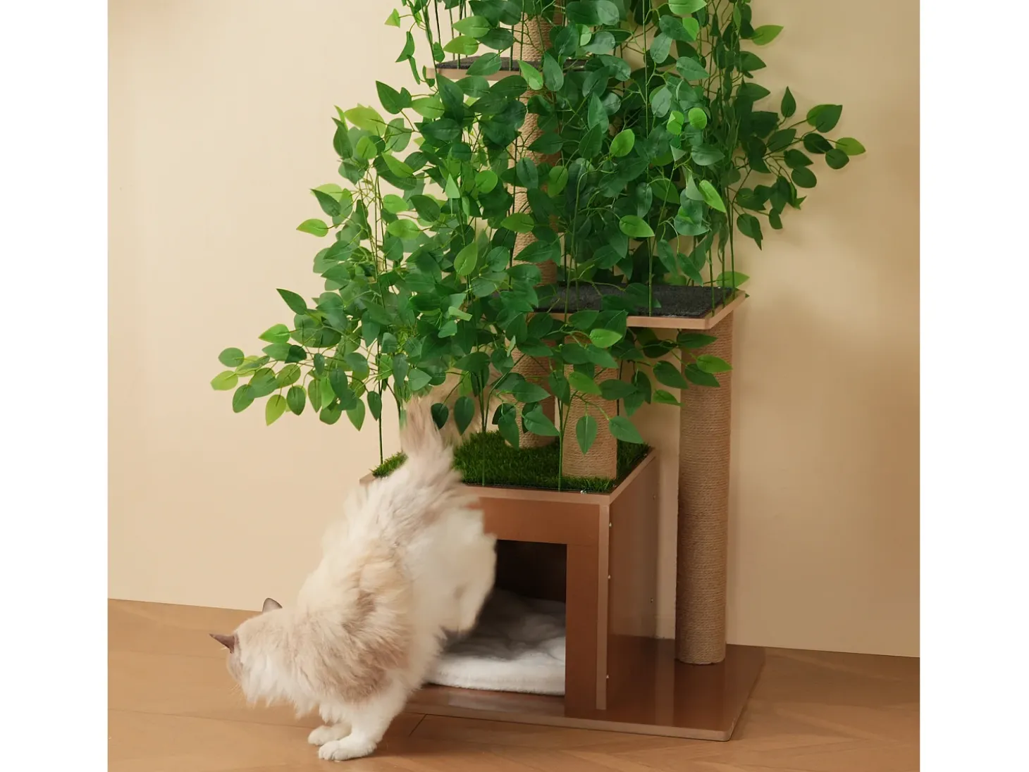Arranhador para gatos de 190 cm de altura - com 4 plataformas e 1 buraco para gatos - lâminas removíveis - verde