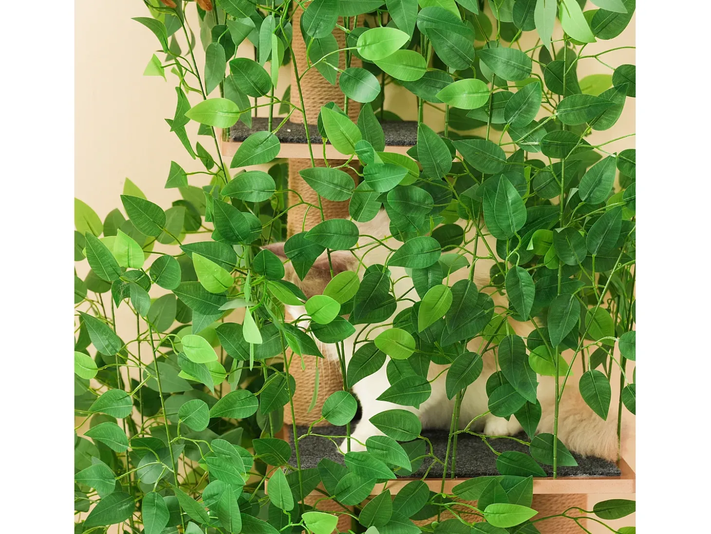 Arranhador para gatos de 190 cm de altura - com 4 plataformas e 1 buraco para gatos - lâminas removíveis - verde