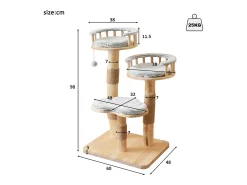 Arranhador para gatos 60x48x98cm - 3 plataformas - almofadas removíveis - bola de brinquedo - design nuvem - Natural