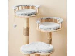 Arranhador para gatos 60x48x98cm - 3 plataformas - almofadas removíveis - bola de brinquedo - design nuvem - Natural