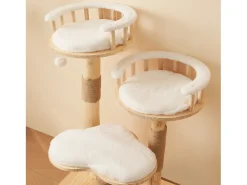 Arranhador para gatos 60x48x98cm - 3 plataformas - almofadas removíveis - bola de brinquedo - design nuvem - branco