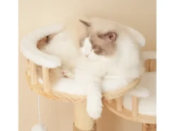 Arranhador para gatos 60x48x98cm - 3 plataformas - almofadas removíveis - bola de brinquedo - design nuvem - branco