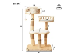 Arranhador para gatos 60x48x98cm - 3 plataformas - almofadas removíveis - bola de brinquedo - design nuvem - branco