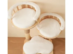 Arranhador para gatos 60x48x98cm - 3 plataformas - almofadas removíveis - bola de brinquedo - design nuvem - branco