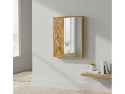 Artisan Furniture Armário em madeira maciça com espelho esculpido em forma de ananás.