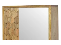 Artisan Furniture Armário em madeira maciça com espelho esculpido em forma de ananás.