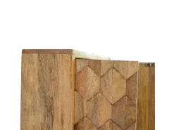 Artisan Furniture Armário em madeira maciça com espelho esculpido em forma de ananás.