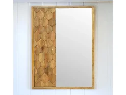 Artisan Furniture Armário em madeira maciça com espelho esculpido em forma de ananás.