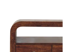 Artisan Furniture Madeira maciça Unidade de Mídia Darcy com 3 Gavetas e Prateleira Aberta em Tom Castanho