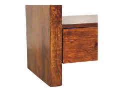 Artisan Furniture Madeira maciça Unidade de Mídia Darcy com 3 Gavetas e Prateleira Aberta em Tom Castanho