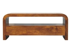 Artisan Furniture Madeira maciça Unidade de Mídia Darcy com 3 Gavetas e Prateleira Aberta em Tom Castanho