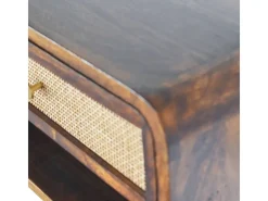 Artisan Furniture Mesa de Cabeceira Suspensa Aberta com Entrançado em Castanheiro em Madeira Maciça
