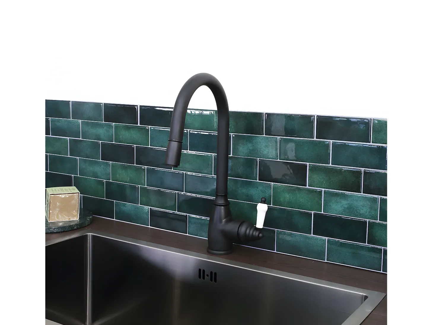 Ascott misturador para lava-loiça com chuveiro extraível preto Essebagno