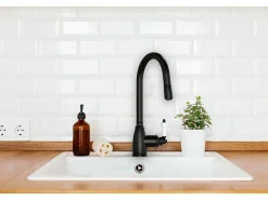 Ascott misturador para lava-loiça com chuveiro extraível preto Essebagno
