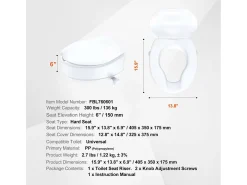 Assento de Sanita Elevado SucceBuy, 12,7 cm de Altura, Capacidade para 136 kg, Elevação Universal, Branco