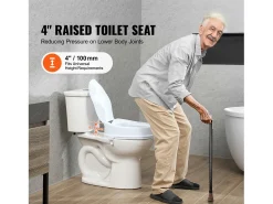 Assento de vaso sanitário elevado branco SucceBuy 10 cm, instalação rápida, plástico resistente, capacidade 136 kg, universal e higiênico