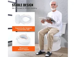 Assento de vaso sanitário elevado branco SucceBuy 10 cm, instalação rápida, plástico resistente, capacidade 136 kg, universal e higiênico