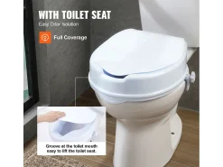 Assento de vaso sanitário elevado branco SucceBuy 10 cm, instalação rápida, plástico resistente, capacidade 136 kg, universal e higiênico