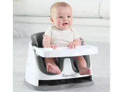 Assento elevatório para bebé 2 em 1 Baby Base Ardósia com arnês de 3 pontos e tabuleiro lavável