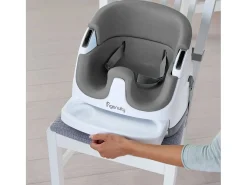 Assento elevatório para bebé 2 em 1 Baby Base Ardósia com arnês de 3 pontos e tabuleiro lavável