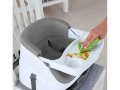 Assento elevatório para bebé 2 em 1 Baby Base Ardósia com arnês de 3 pontos e tabuleiro lavável